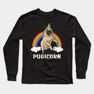 Pugicorn Pug Dog Long Sleeve T-Shirt